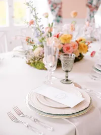 Beautiful Table scape in the pink room at The Greenbrier