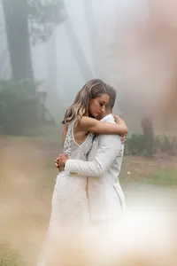 A bride hugging her man and showing their connect
