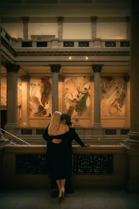 Intimate, art-driven couple at Carnegie Museum of Art by a Pittsburgh-based luxury documentary wedding photographer