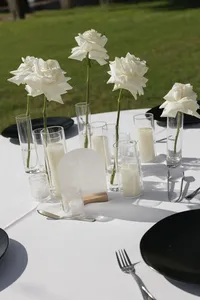Classy white and black reception table by Day of Details