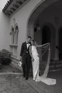 Black and white moody couple photo