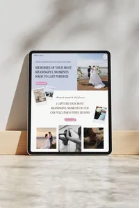 Capture the Moment website template add-on sections displayed on an iPad.