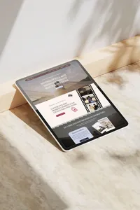 Capture the Moment website template homepage displayed on an iPad.