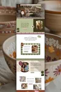 Colorful website homepage for a ceramic studio.