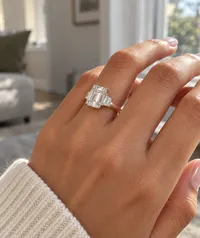 Sunlit Three-Stone Emerald-Cut Ring