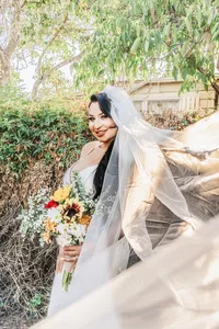 A bridal portrait at the sunset in a private residence in Sonoma, California. Photo by 4Karma Studio