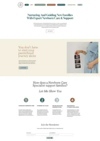 a fullsize screenshot of the homepage of the Midwest Newborn Services website created by Sophisticated Grace Studio for a Minneapolis based newborn care specialist
