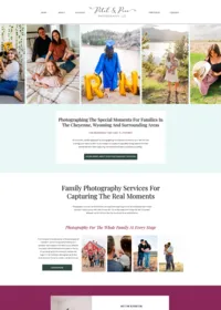 a fullsize screenshot of the homepage of the Petal and Pine Photography website created by Sophisticated Grace Studio for a Cheyenne, Wyoming based family photographer