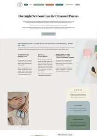 a fullsize screenshot of the Overnight Newborn Care service page of the Midwest Newborn Services website created by Sophisticated Grace Studio for a Minneapolis based newborn care specialist