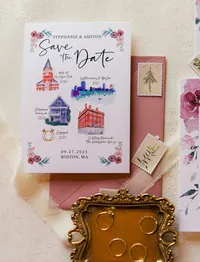 Save the date hand drawn with milestone locations