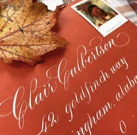 Red envelope invitation with calligraphy