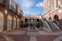 Courtyard wedding and elopement hotel venue eastern european themed old architecture