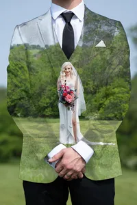 Iowa Artistic Double-Exposure pro photographer bride inside groom the prelude wedding venue
