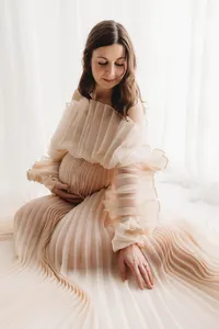 Charleston Studio Maternity Photographer - Pregnant mother poses for Editorial Studio Maternity Portraits at Holy City Babies Portrait Studio in Charleston, SC.