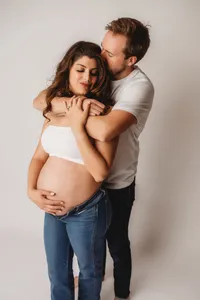 Editorial Studio Maternity Photoshoot - Pregnant mother poses for Editorial Studio Maternity Portraits at Holy City Babies in Charleston, SC.