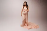 Editorial Studio Maternity Photoshoot - Pregnant mother poses for Editorial Studio Maternity Portraits at Holy City Babies in Charleston, SC.