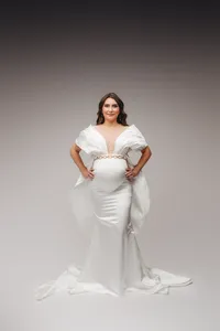 Charleston Maternity Photographer - Pregnant woman poses for Fine Art, Editorial Maternity Portraits at Holy City Babies Portrait Studio in Charleston, SC.