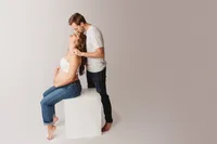 Editorial Studio Maternity Photoshoot - Pregnant mother poses for Editorial Studio Maternity Portraits at Holy City Babies in Charleston, SC.