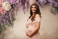 Editorial Studio Maternity Photoshoot - Pregnant mother poses for Editorial Studio Maternity Portraits at Holy City Babies in Charleston, SC.
