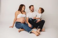 Editorial Studio Maternity Photoshoot - Pregnant mother poses for Editorial Studio Maternity Portraits at Holy City Babies in Charleston, SC.