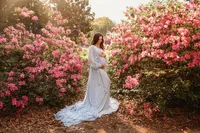 Expectant Mother pose for Spring Maternity Portraits in Hampton Park in Charleston, SC.