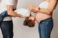 Editorial Studio Maternity Photoshoot - Pregnant mother poses for Editorial Studio Maternity Portraits at Holy City Babies in Charleston, SC.