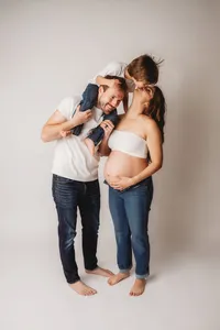 Editorial Studio Maternity Photoshoot - Pregnant mother poses for Editorial Studio Maternity Portraits at Holy City Babies in Charleston, SC.