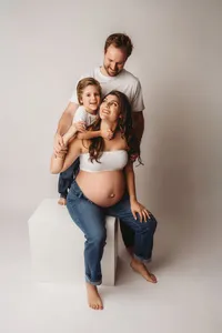 Editorial Studio Maternity Photoshoot - Pregnant mother poses for Editorial Studio Maternity Portraits at Holy City Babies in Charleston, SC.