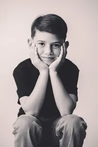 Little boy poses for Personality Portraits at Holy City Babies Portrait Studio in Charleston, South Carolina.