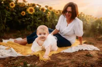 Charleston Baby Milestone Photographer - Baby crawls toward the camera during her Milestone Portraits in Charleston, SC