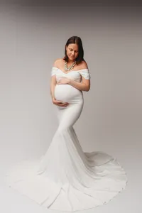 Expectant Mother poses for Maternity Portraits at Holy City Babies Portrait Studio in Charleston, SC.