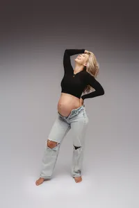 Charleston Maternity Photographer - Pregnant woman poses for Fine Art, Editorial Maternity Portraits at Holy City Babies Portrait Studio in Charleston, SC.