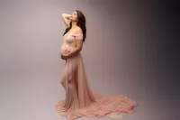 Pregnant mother poses for Fine Art, Editorial Style Studio Maternity Portraits in Charleston, SC.