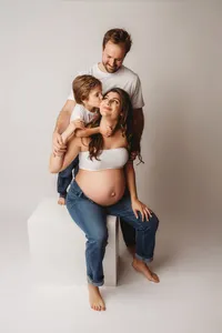 Editorial Studio Maternity Photoshoot - Pregnant mother poses for Editorial Studio Maternity Portraits at Holy City Babies in Charleston, SC.