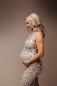 Charleston Maternity Photographer - Pregnant woman poses for Fine Art, Editorial Maternity Portraits at Holy City Babies Portrait Studio in Charleston, SC.