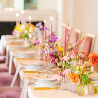 maximalist wedding tablescape at hollins house in santa cruz.