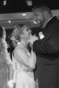 bride and groom dancing on cruise in san francisco bay