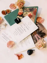 This photo was taken at a styled photoshoot where Megan styled an invitation and detail suite.
