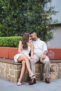 Romantic engagement photos that capture quiet, authentic moments together.