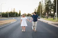 Engaged couple photographed together during an engagement shoot in the Adelaide Hills