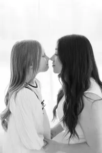 Mother and Daugther black and white profile photo by Suzanne Karp Photography in the Bay Area California