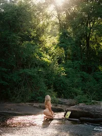 Fine art outdoor Goddess boudoir portrait photographed in a natural setting near Durham, NC.