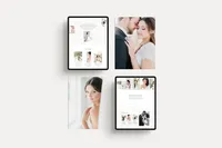 Screenshot of a light and airy website template for photographers