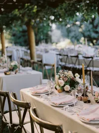 Romantic reception design detail with elegant table styling and floral accents at an Italian-inspired winery wedding in Lake Oswego Oregon.
