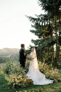 Bride and groom exchange vows during ceremony