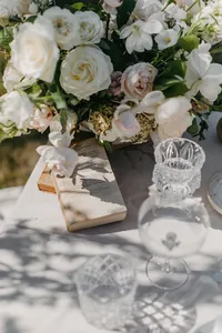 Luxury outdoor reception setup with velvet linen at private estate wedding in Washington.