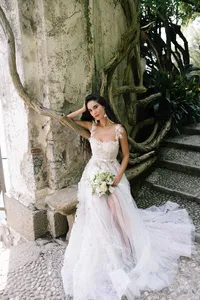 American bride celebrating at Italian villa
