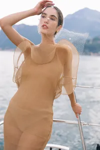 Close portrait of bride during Lake Como elopement celebration