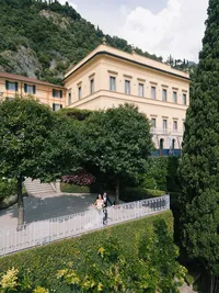 Bride and groom at Luxury Lake Como elopement overlooking northern Italy waters