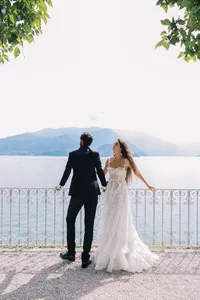 Intimate destination wedding on Lake Como shoreline